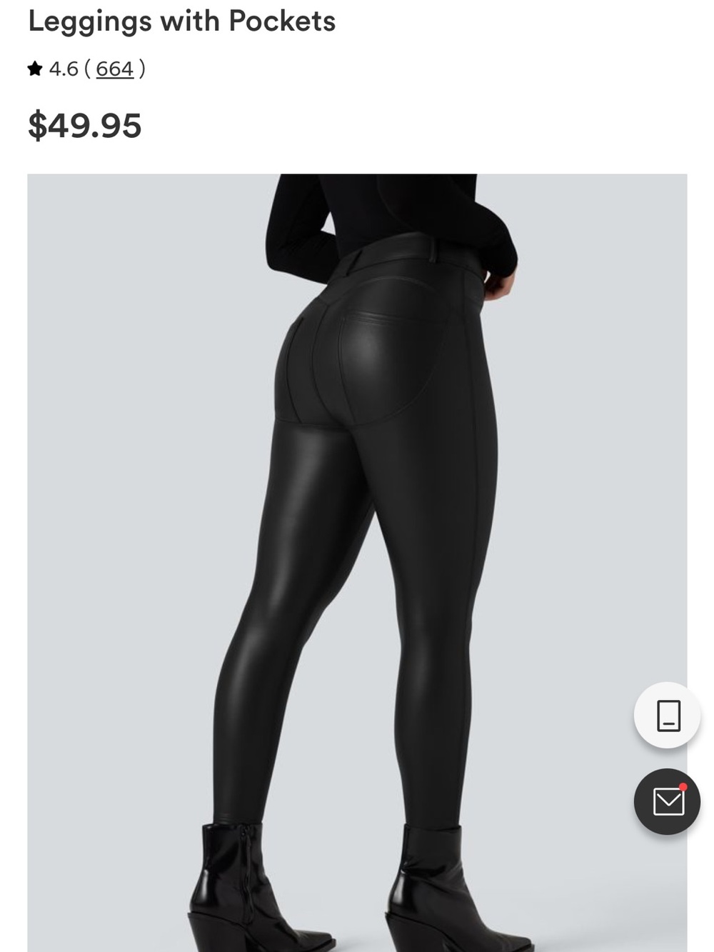 Halara Faux Leather Lined Black Leggings with Pockets